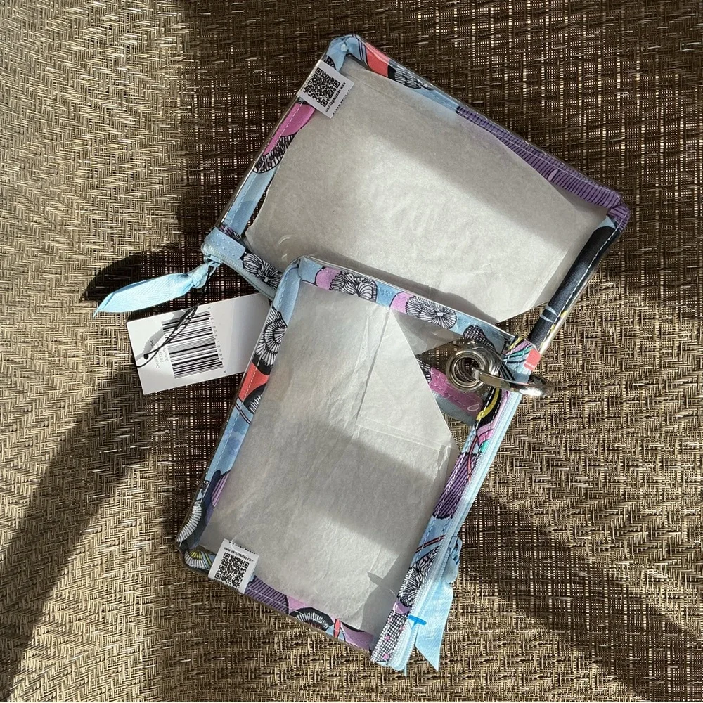 Vera Bradley Clear Plastic Pouch Set in Butterfly Bye Pattern